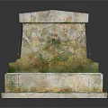 Garden Ornament Stone Fountain With Carved Design Square Base Blue Water Basin For Outdoor Landscaping