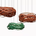 Modern Woven Chandeliers in Brown and Green for Interior Design