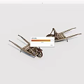 Two Vintage Wooden Wheelbarrow Models With Classic Structure And Wheels 3d model