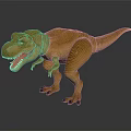 Standing Brown T Rex Dinosaur Character Model With Open Mouth And Sharp Teeth 3d model