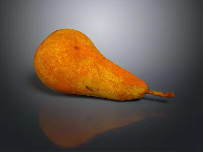 Fresh Ripe Orange And Yellow Pear With Speckled Skin On Dark Background 3d model