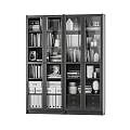Modern Bookcase With Glass Door Compartments And Storage For Books Decorative Items