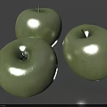 Three Fresh Green Apples on Gray Background as Healthy Fruit