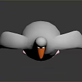 Cartoon Flying Animal 3D Model With Gray Body Orange Beak And Pink Feet