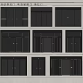 Modern Building Exterior Featuring Multiple Glass Sliding Doors With Black Frames 3d model