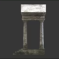 Classical European Architectural Model With Columns Steps And Triangular Roof