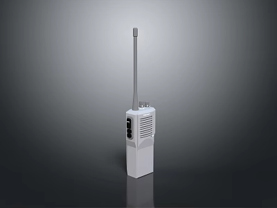 White Military Weapon Communication Device with Long Antenna Multiple Ports and Ventilation Holes 3d model