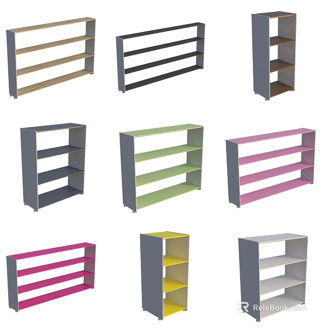 Multicolor Open Shelving Units with Multiple Colors and Modern Design for Home Storage Solutions 3d model