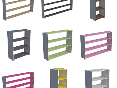 Multicolor Open Shelving Units with Multiple Colors and Modern Design for Home Storage Solutions 3d model