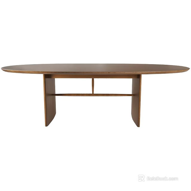 Modern Round Wooden Dining Table With Smooth Surface And Sturdy Support Base 3d model