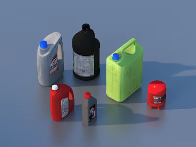 Assorted Colored Plastic Bottles For Household Cleaning Products And Daily Use 3d model