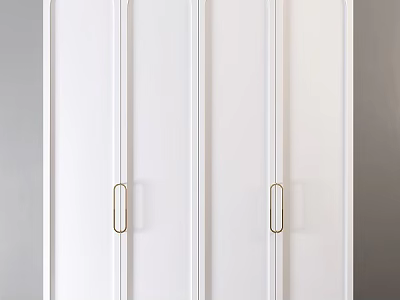 Modern White Wardrobe Design With Sleek Gold Handles And Clean Minimalist Lines 3d model