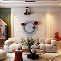 Modern Living and Dining Room Interior With Sofa Coffee Table And Green Plants