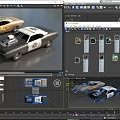 Classic Modified Sheriff Cars With Flame Graphics Hood Supercharger And Colorful Designs