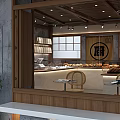 Cozy Dessert Shop Interior With Wooden Decor Display Counter Fresh Pastries And Tables