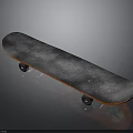 Stylish Skateboard with Black Gray Deck Orange Edge and Four Black Wheels