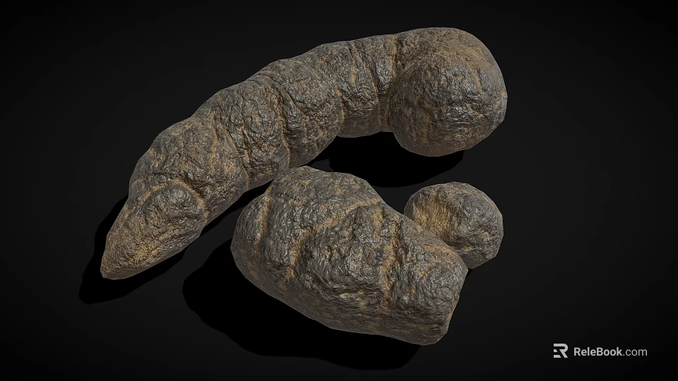 Earthworms With Segmented Bodies In Natural Curved Form On Dark Surface 3d model
