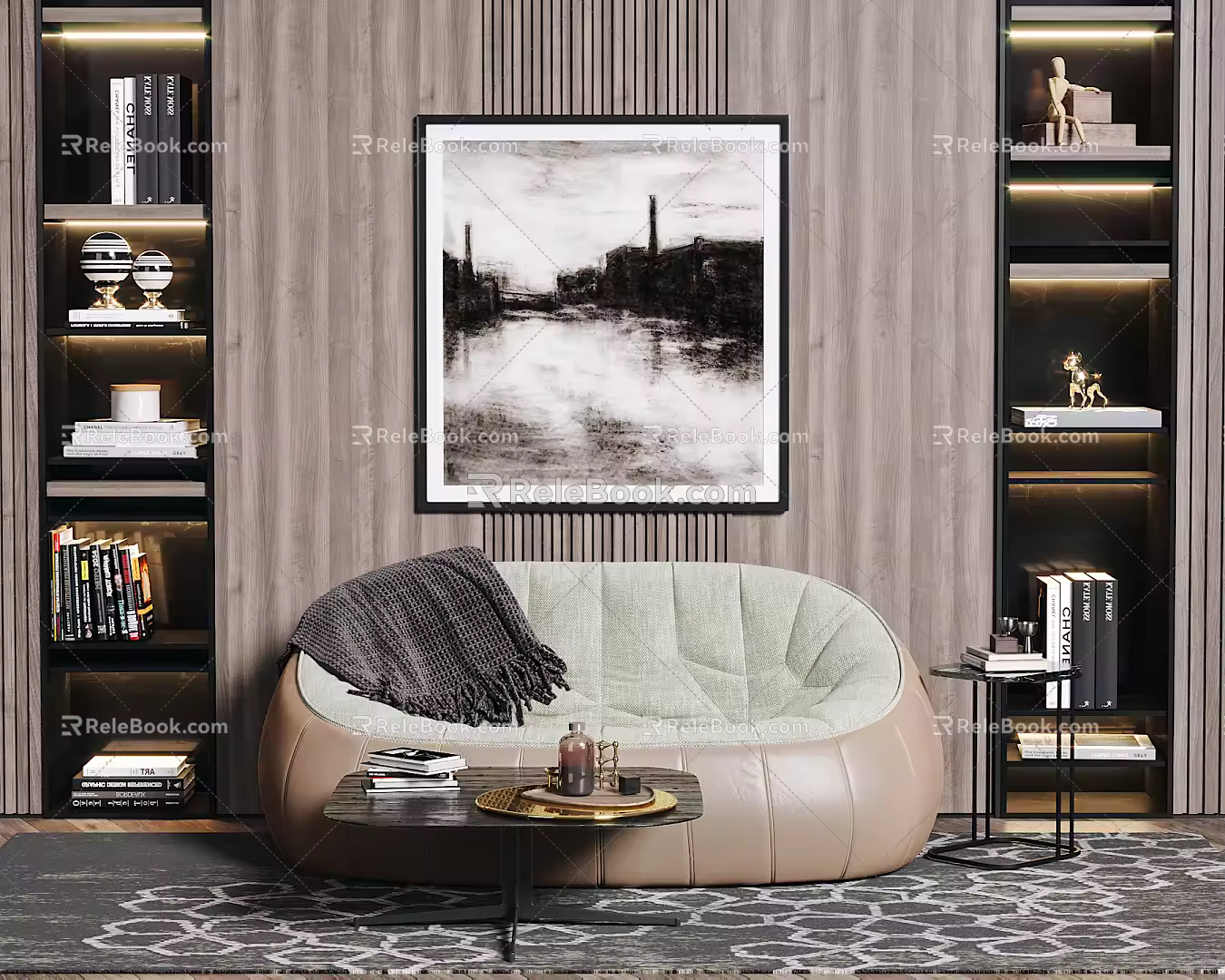 Modern Lazy Sofa Lazy Sofa Coffee Table Combination 3d model