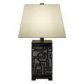 Two Modern Chinese Style Table Lamps With Square Base And Geometric Patterns 3d model