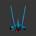 Futuristic Blue And Pink Armored Game Movie Character With Wing Like Structures And Sharp Claws