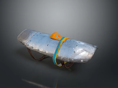 Rider Wearing Silver Metal Armor Piece With Orange Buckle And Colorful Cord 3d model