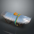 Rider Wearing Silver Metal Armor Piece With Orange Buckle And Colorful Cord