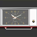 Retro Red And White Alarm Clock With Black Dial And Orange Hands