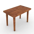 Solid Wood Desk With Simple Design Rectangular Top And Four Legs Structure 3d model