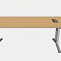 Modern Conference Table With Wooden Top Metal Legs And Built in Control Panel