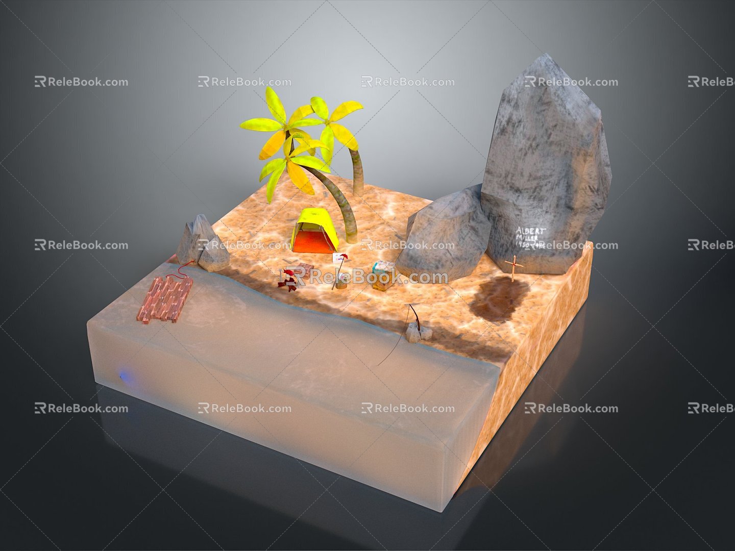 Seaside Holiday Beach Scene Sun Umbrella Beach Leisure Holiday Paradise Holiday Island Holiday Island Island 3d model