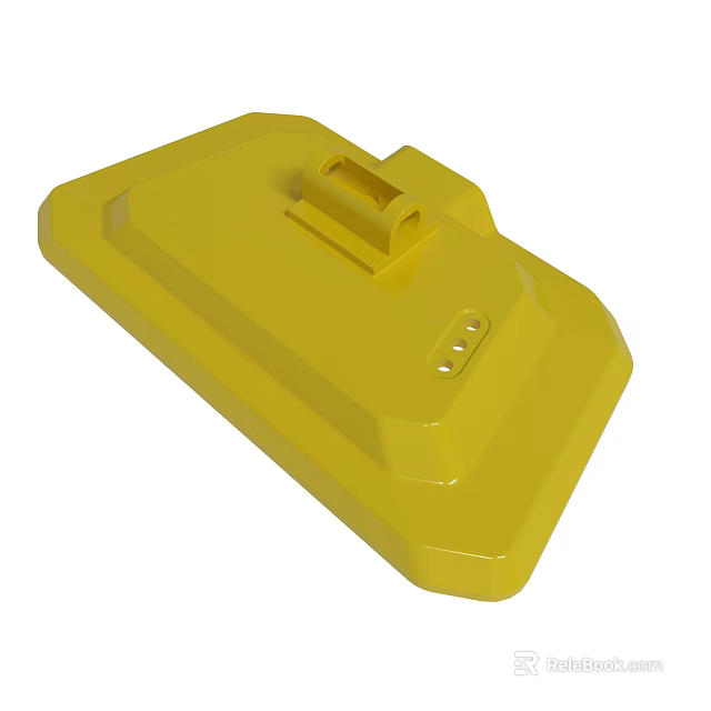 Yellow Rectangular Cover with Latch Mechanism and Small Holes on Surface 3d model 