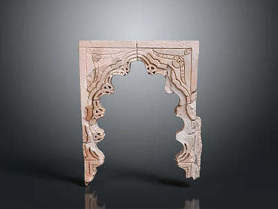 Carved Stone Arch Architectural Component With Intricate Patterns And Traditional Design 3d model