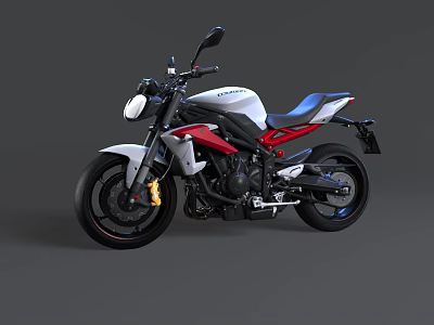 Modern Sporty Street Motorcycle Featuring White Red Body Black Wheels And Sleek Design 3d model