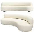 White Plush Sectional Sofa With Modern Curved Design And Comfortable Seats 3d model