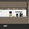 Modern Pantry Interior With Gray Cabinets Marble Countertop Green Plant And Appliances