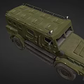 Military Green Armored Vehicle With Heavy Duty Tires And Reinforced Body