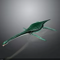 Realistic Turquoise Aquatic Reptile 3D Model With Long Neck Streamlined Body And Flippers