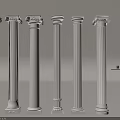 Various Roman Columns With Decorative Capitals And Different Color Finishes