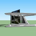 Modern Pergola With Unique Geometric Structure In Outdoor Garden Greenery Area