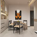 Modern Living And Dining Room Interior Design With Sofa Coffee Table Artwork And Curtains