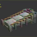 Gray Concrete Industrial Structure With Yellow Black Stripes And White Panels
