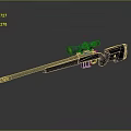 Tactical Black Sniper Rifle With Scope And Metal Parts On Gray Background