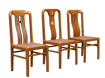 Stylish Wooden Dining Chairs With Various Backrest Designs For Home Dining Room 3d model
