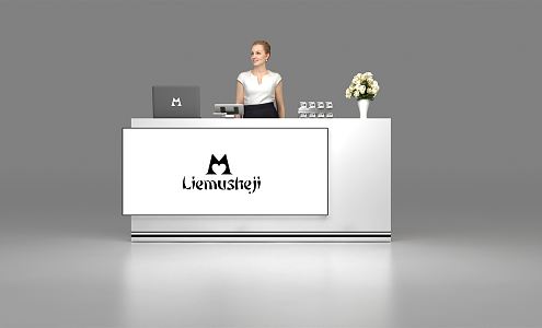 Modern reception desk 3d model