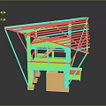 Wooden Architectural Model With Frame Structure Sloped Roof And Support Beams