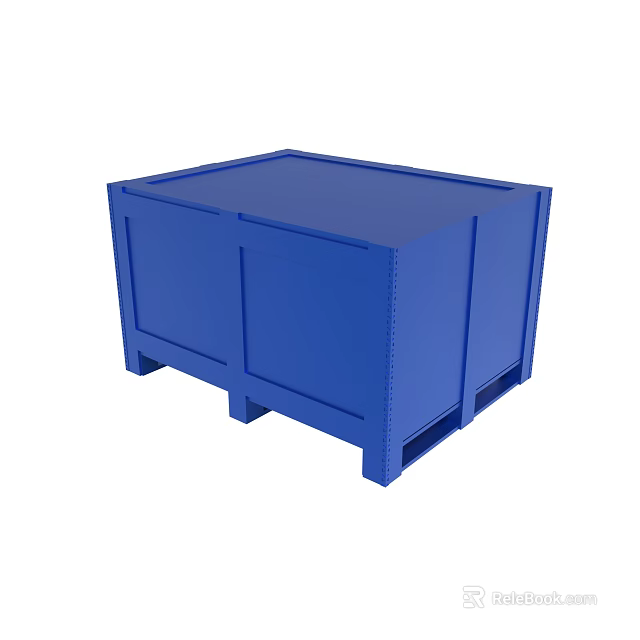 Blue Metal Storage Container With Sturdy Base And Rectangular Structure 3d model