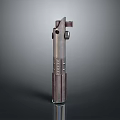 Shiny Metal Cylindrical Mechanical Component With Textured Surface And Protruding Knob