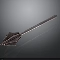 Antique Decorative Weapon With Long Textured Handle And Metallic Spearhead Design