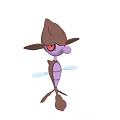 Brown and Purple Cartoon Doll with Red Eyes Hat Shaped Head and Wings