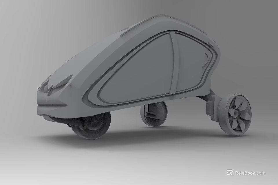 Futuristic Concept Car With Streamlined Gray Body Design And Modern Wheels 3d model 